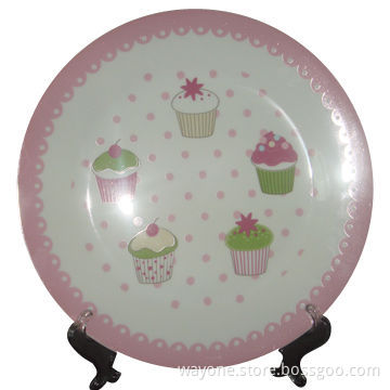 10.5-inch Ceramic Flat Plate with Cupcakes Design, Ideal for Party and Tea Time